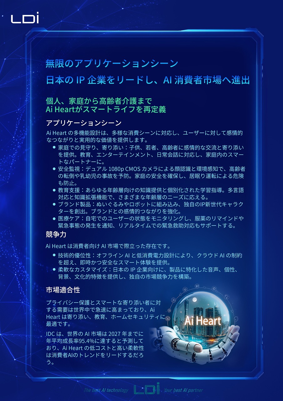 Ai Heart パンフレット 6ページ：家庭・教育・医療などのアプリケーションシーン